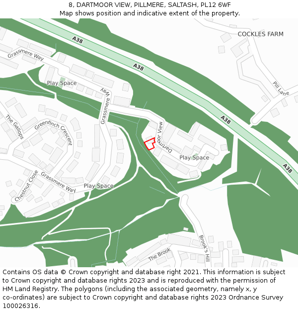 8, DARTMOOR VIEW, PILLMERE, SALTASH, PL12 6WF: Location map and indicative extent of plot