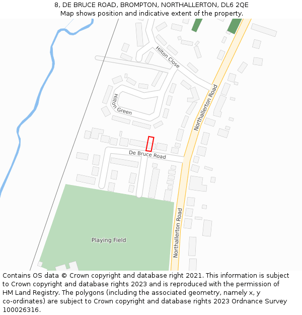 8, DE BRUCE ROAD, BROMPTON, NORTHALLERTON, DL6 2QE: Location map and indicative extent of plot