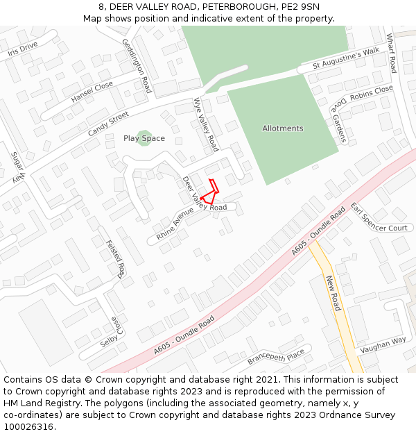 8, DEER VALLEY ROAD, PETERBOROUGH, PE2 9SN: Location map and indicative extent of plot