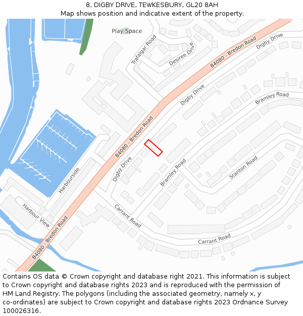 8, DIGBY DRIVE, TEWKESBURY, GL20 8AH: Location map and indicative extent of plot