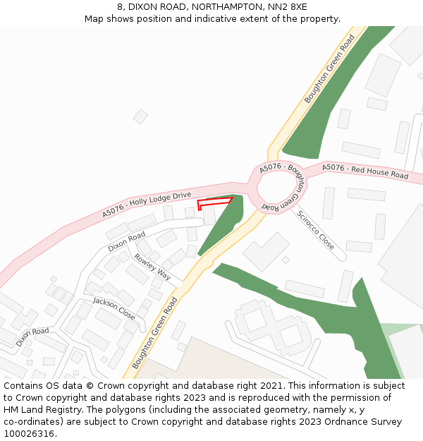 8, DIXON ROAD, NORTHAMPTON, NN2 8XE: Location map and indicative extent of plot
