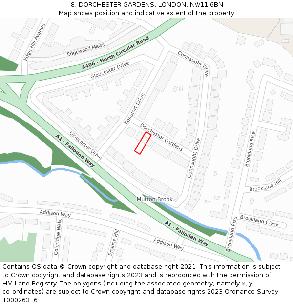 8, DORCHESTER GARDENS, LONDON, NW11 6BN: Location map and indicative extent of plot