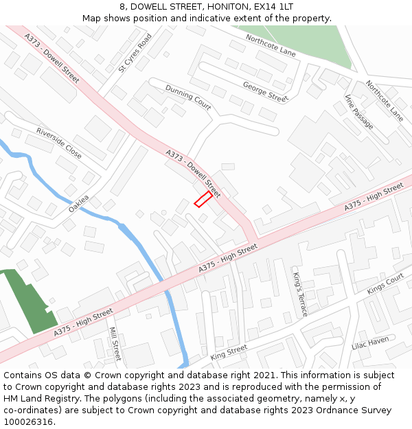 8, DOWELL STREET, HONITON, EX14 1LT: Location map and indicative extent of plot