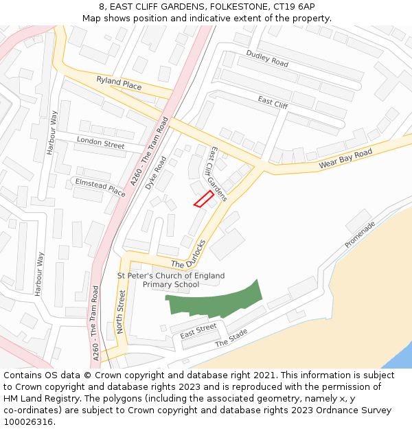 8, EAST CLIFF GARDENS, FOLKESTONE, CT19 6AP: Location map and indicative extent of plot