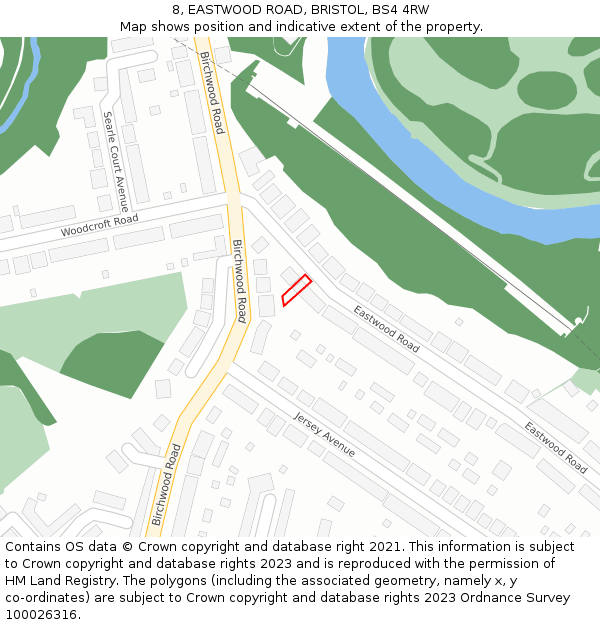 8, EASTWOOD ROAD, BRISTOL, BS4 4RW: Location map and indicative extent of plot