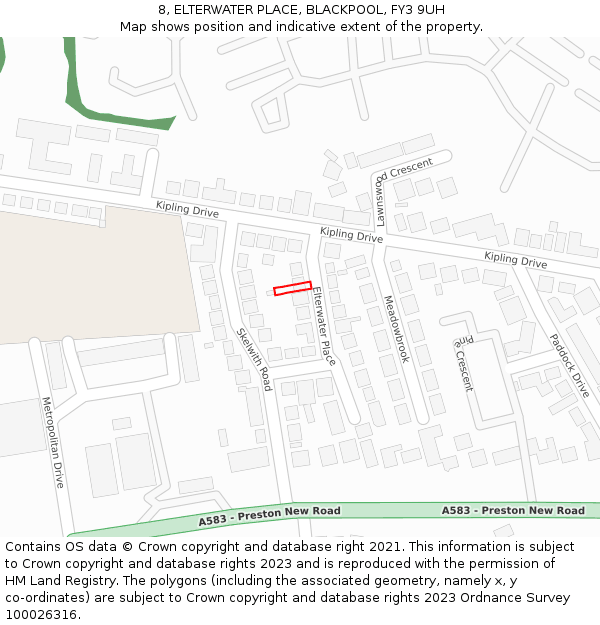 8, ELTERWATER PLACE, BLACKPOOL, FY3 9UH: Location map and indicative extent of plot