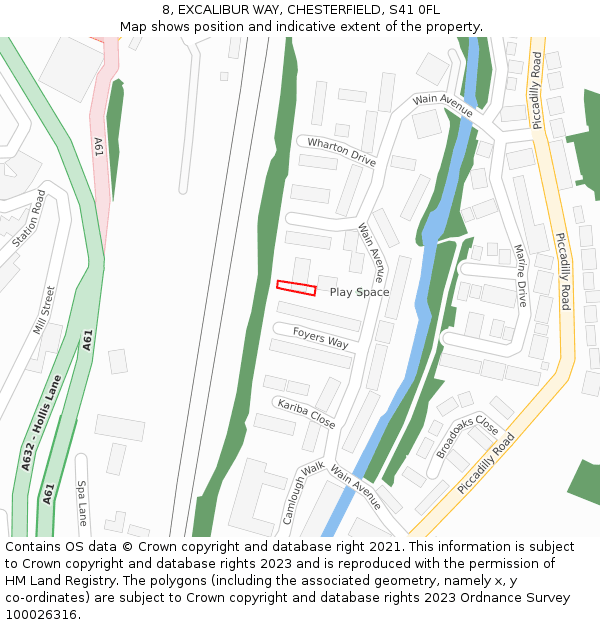 8, EXCALIBUR WAY, CHESTERFIELD, S41 0FL: Location map and indicative extent of plot