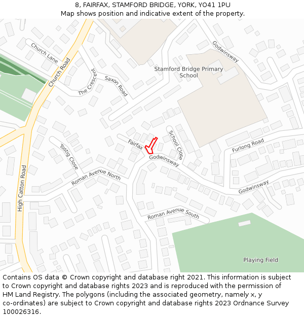 8, FAIRFAX, STAMFORD BRIDGE, YORK, YO41 1PU: Location map and indicative extent of plot