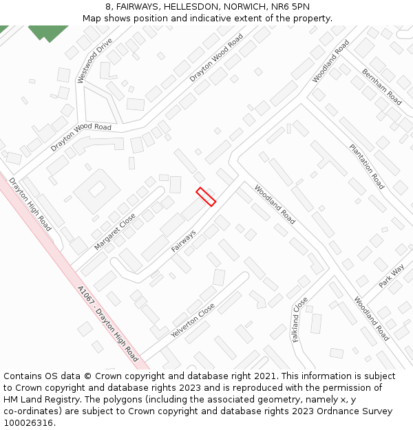 8, FAIRWAYS, HELLESDON, NORWICH, NR6 5PN: Location map and indicative extent of plot
