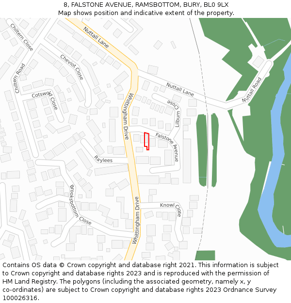 8, FALSTONE AVENUE, RAMSBOTTOM, BURY, BL0 9LX: Location map and indicative extent of plot