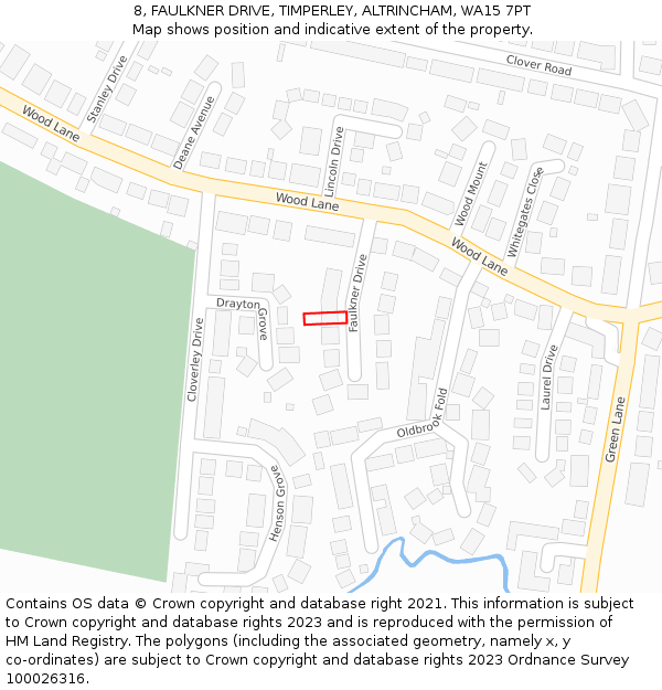 8, FAULKNER DRIVE, TIMPERLEY, ALTRINCHAM, WA15 7PT: Location map and indicative extent of plot