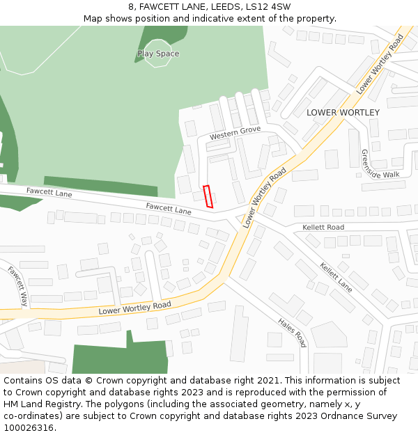 8, FAWCETT LANE, LEEDS, LS12 4SW: Location map and indicative extent of plot