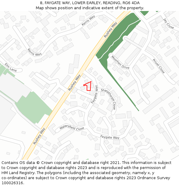 8, FAYGATE WAY, LOWER EARLEY, READING, RG6 4DA: Location map and indicative extent of plot