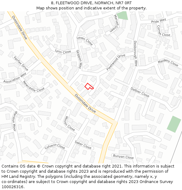 8, FLEETWOOD DRIVE, NORWICH, NR7 0RT: Location map and indicative extent of plot