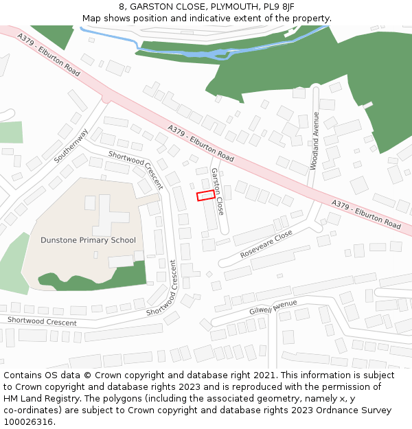 8, GARSTON CLOSE, PLYMOUTH, PL9 8JF: Location map and indicative extent of plot