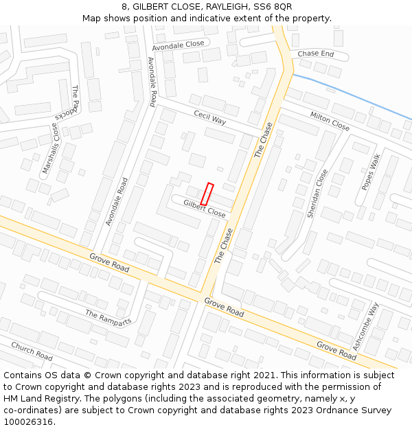8, GILBERT CLOSE, RAYLEIGH, SS6 8QR: Location map and indicative extent of plot