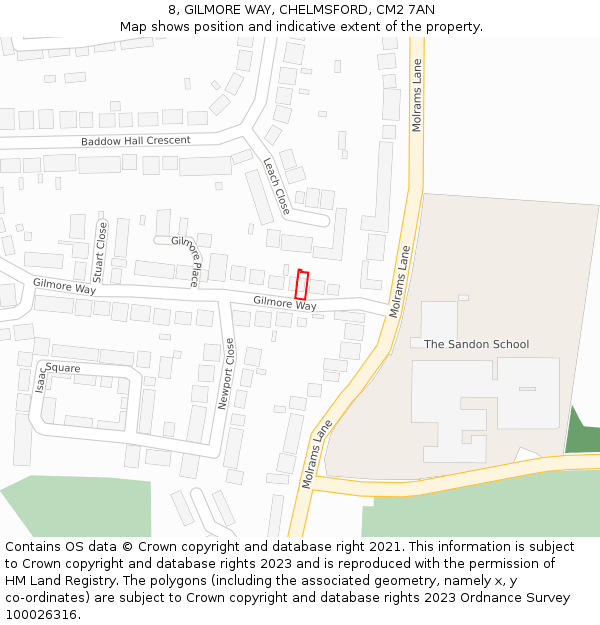 8, GILMORE WAY, CHELMSFORD, CM2 7AN: Location map and indicative extent of plot
