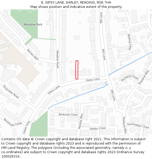 8, GIPSY LANE, EARLEY, READING, RG6 7HA: Location map and indicative extent of plot