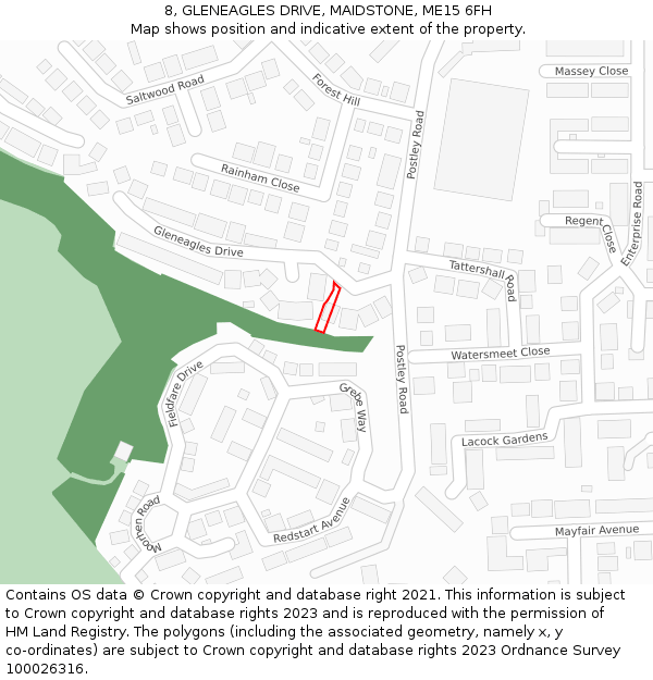 8, GLENEAGLES DRIVE, MAIDSTONE, ME15 6FH: Location map and indicative extent of plot