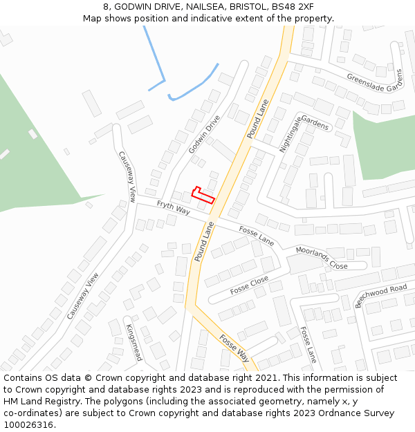 8, GODWIN DRIVE, NAILSEA, BRISTOL, BS48 2XF: Location map and indicative extent of plot