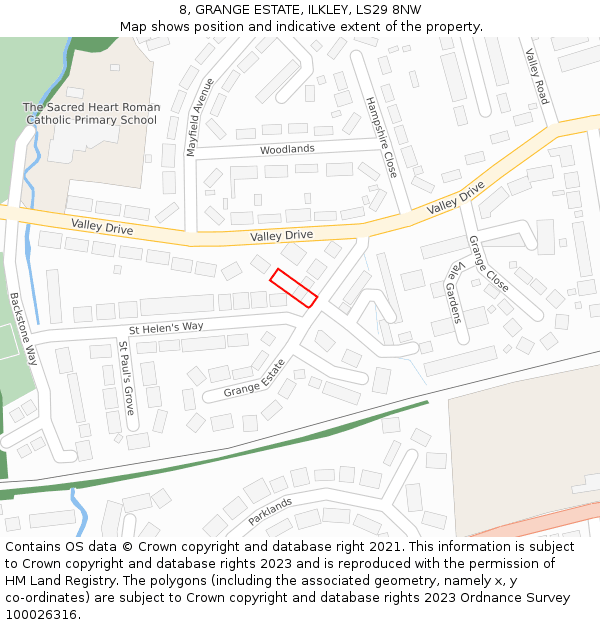 8, GRANGE ESTATE, ILKLEY, LS29 8NW: Location map and indicative extent of plot