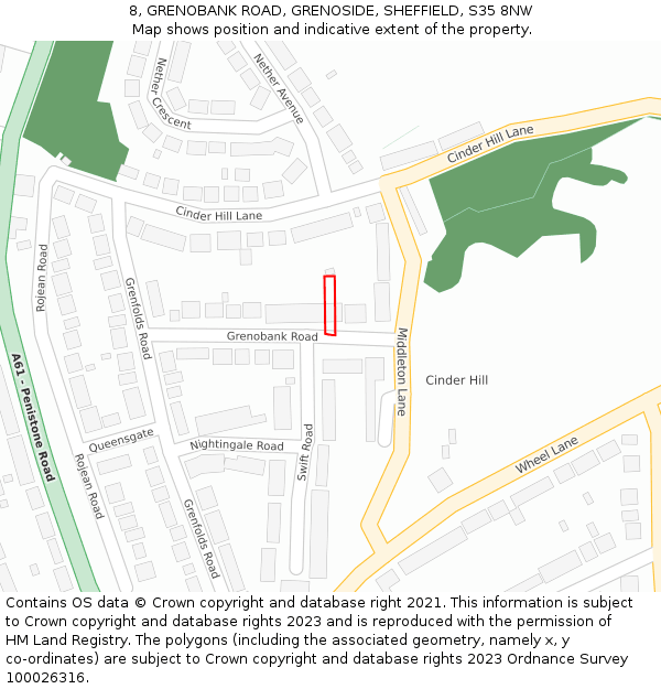 8, GRENOBANK ROAD, GRENOSIDE, SHEFFIELD, S35 8NW: Location map and indicative extent of plot