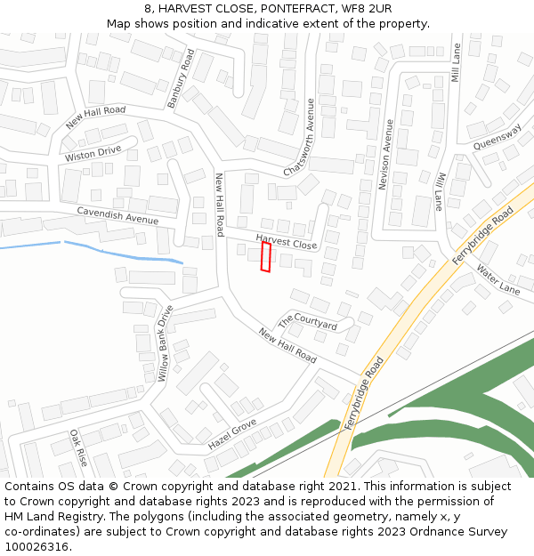 8, HARVEST CLOSE, PONTEFRACT, WF8 2UR: Location map and indicative extent of plot