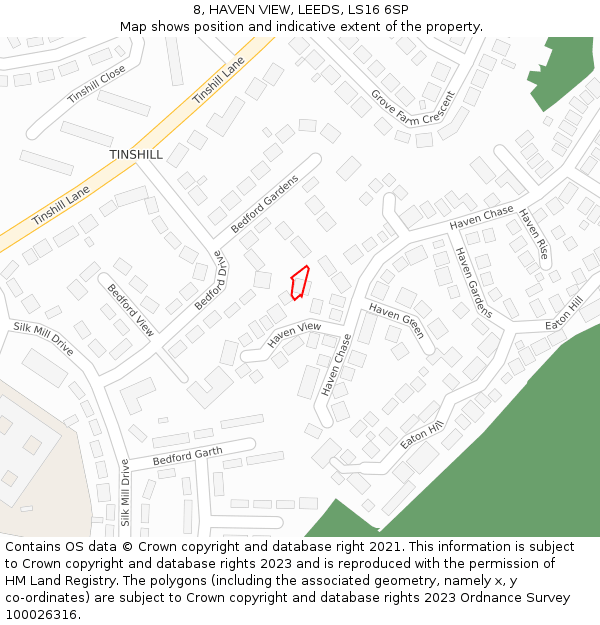 8, HAVEN VIEW, LEEDS, LS16 6SP: Location map and indicative extent of plot
