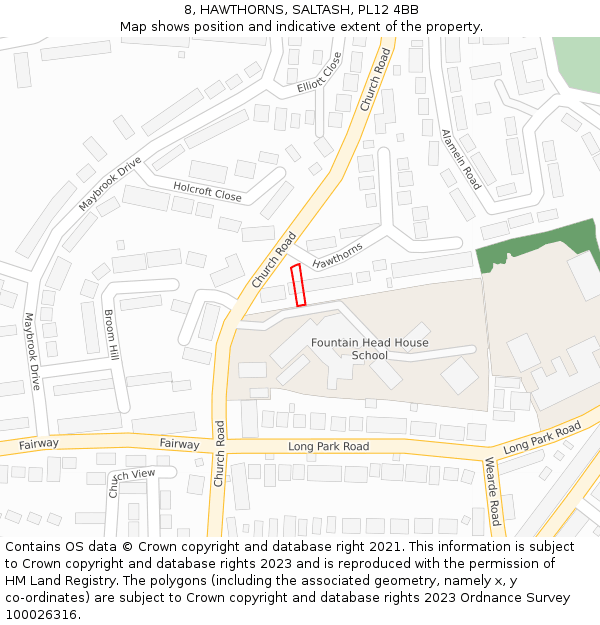 8, HAWTHORNS, SALTASH, PL12 4BB: Location map and indicative extent of plot
