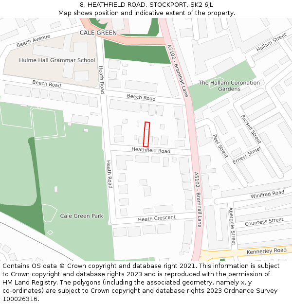 8, HEATHFIELD ROAD, STOCKPORT, SK2 6JL: Location map and indicative extent of plot