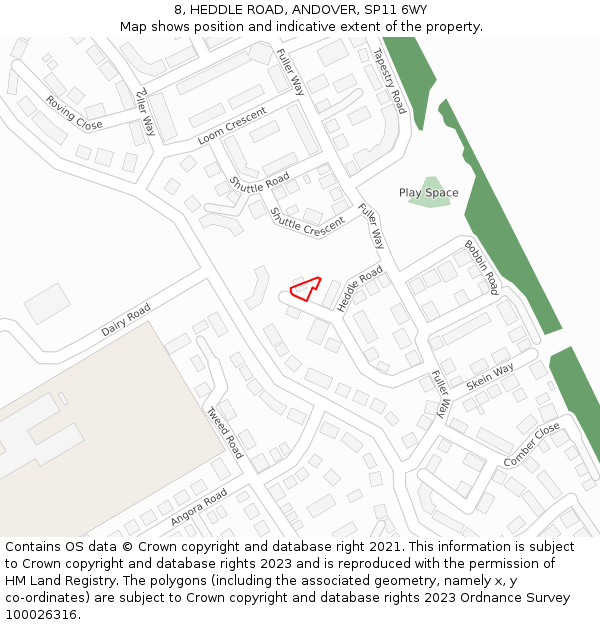 8, HEDDLE ROAD, ANDOVER, SP11 6WY: Location map and indicative extent of plot