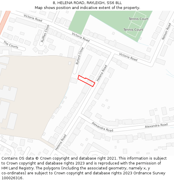 8, HELENA ROAD, RAYLEIGH, SS6 8LL: Location map and indicative extent of plot