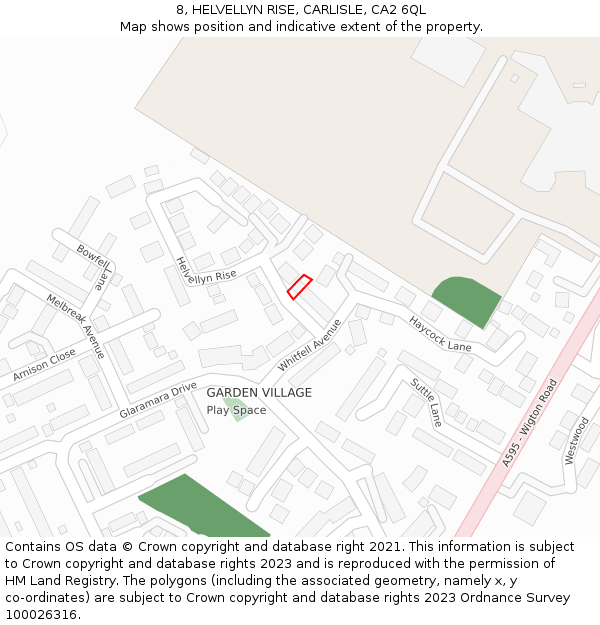 8, HELVELLYN RISE, CARLISLE, CA2 6QL: Location map and indicative extent of plot