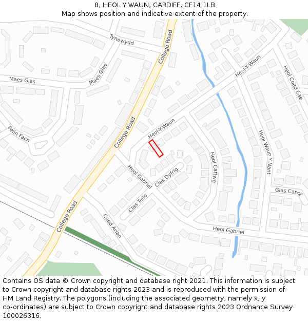 8, HEOL Y WAUN, CARDIFF, CF14 1LB: Location map and indicative extent of plot