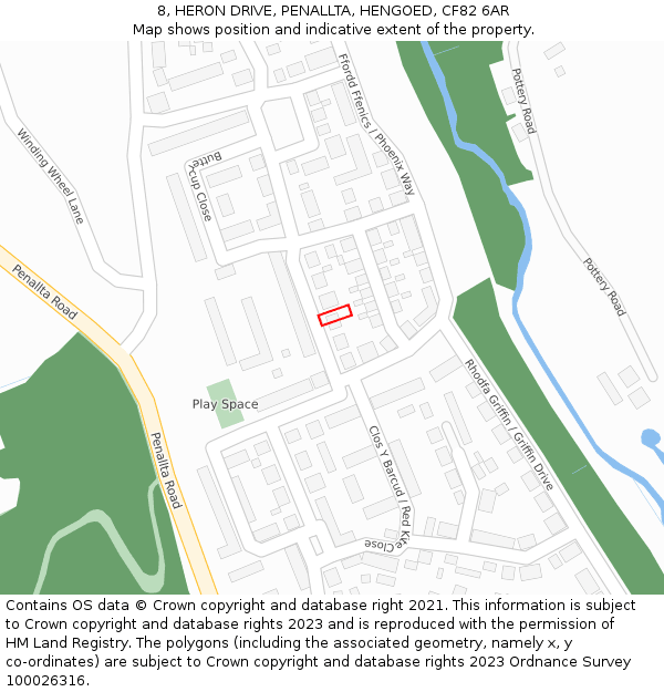 8, HERON DRIVE, PENALLTA, HENGOED, CF82 6AR: Location map and indicative extent of plot