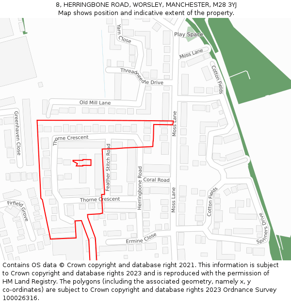 8, HERRINGBONE ROAD, WORSLEY, MANCHESTER, M28 3YJ: Location map and indicative extent of plot