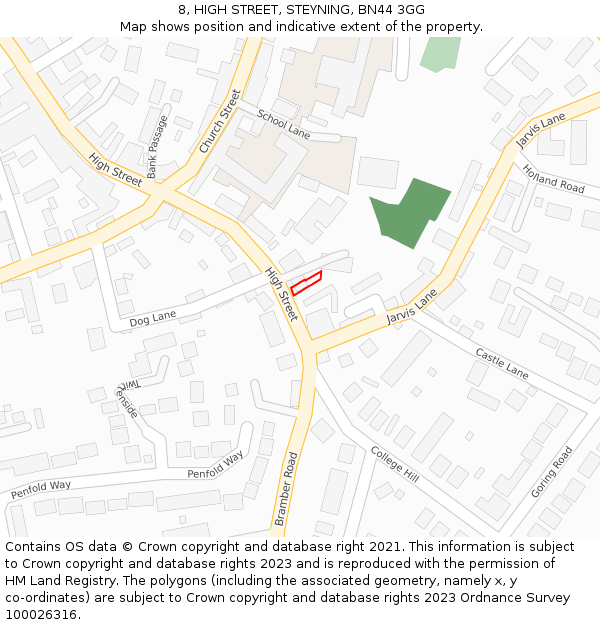 8, HIGH STREET, STEYNING, BN44 3GG: Location map and indicative extent of plot