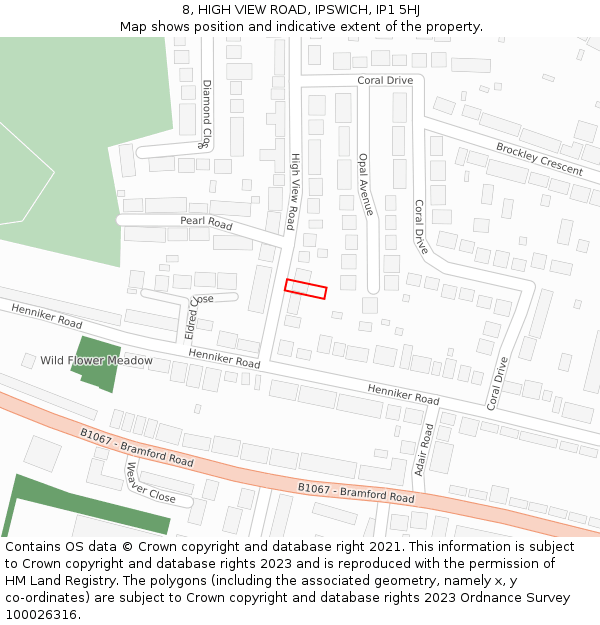 8, HIGH VIEW ROAD, IPSWICH, IP1 5HJ: Location map and indicative extent of plot