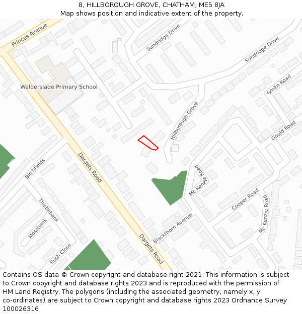 8, HILLBOROUGH GROVE, CHATHAM, ME5 8JA: Location map and indicative extent of plot