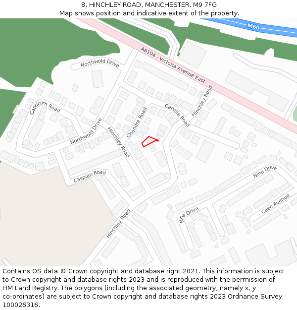 8, HINCHLEY ROAD, MANCHESTER, M9 7FG: Location map and indicative extent of plot