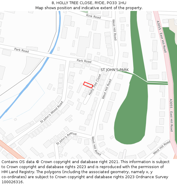 8, HOLLY TREE CLOSE, RYDE, PO33 1HU: Location map and indicative extent of plot