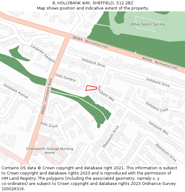 8, HOLLYBANK WAY, SHEFFIELD, S12 2BZ: Location map and indicative extent of plot