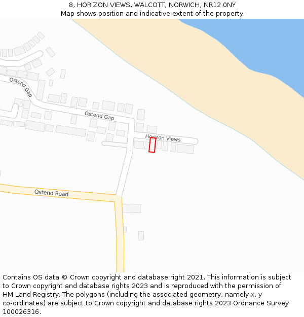 8, HORIZON VIEWS, WALCOTT, NORWICH, NR12 0NY: Location map and indicative extent of plot