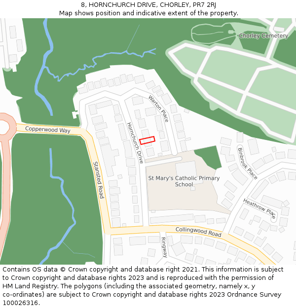 8, HORNCHURCH DRIVE, CHORLEY, PR7 2RJ: Location map and indicative extent of plot