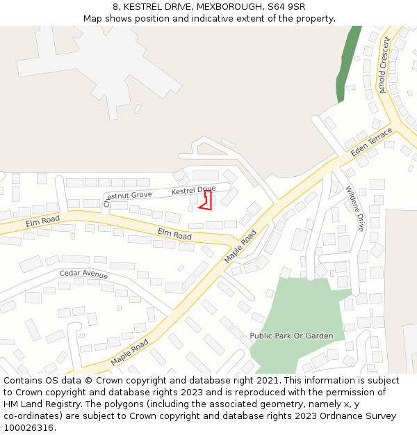 8, KESTREL DRIVE, MEXBOROUGH, S64 9SR: Location map and indicative extent of plot