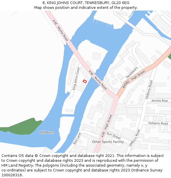 8, KING JOHNS COURT, TEWKESBURY, GL20 6EG: Location map and indicative extent of plot