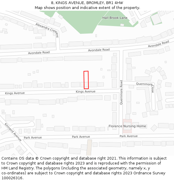 8, KINGS AVENUE, BROMLEY, BR1 4HW: Location map and indicative extent of plot