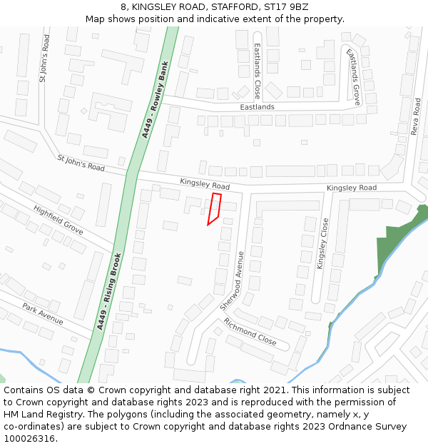8, KINGSLEY ROAD, STAFFORD, ST17 9BZ: Location map and indicative extent of plot