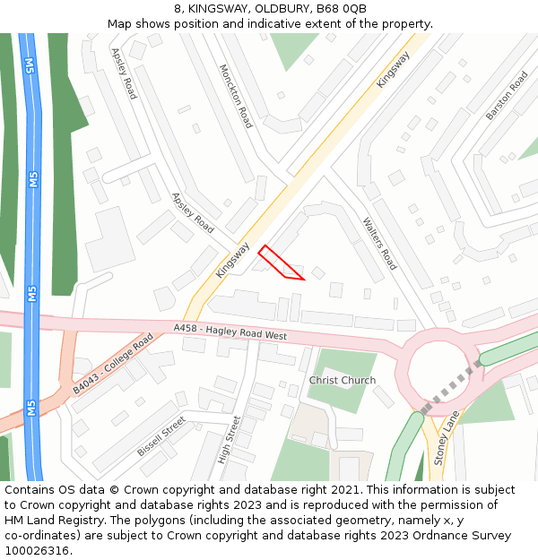 8, KINGSWAY, OLDBURY, B68 0QB: Location map and indicative extent of plot