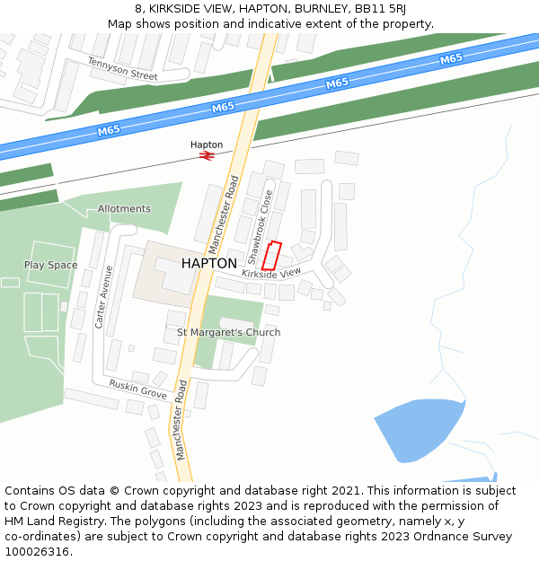 8, KIRKSIDE VIEW, HAPTON, BURNLEY, BB11 5RJ: Location map and indicative extent of plot